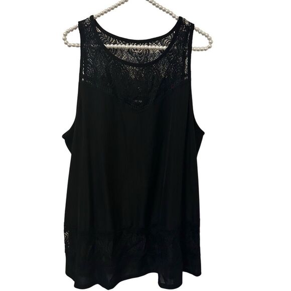 Torrid Georgette Embellished Mock Neck Tunic Tank Black 2X black whimsigoth goth - Picture 3 of 16